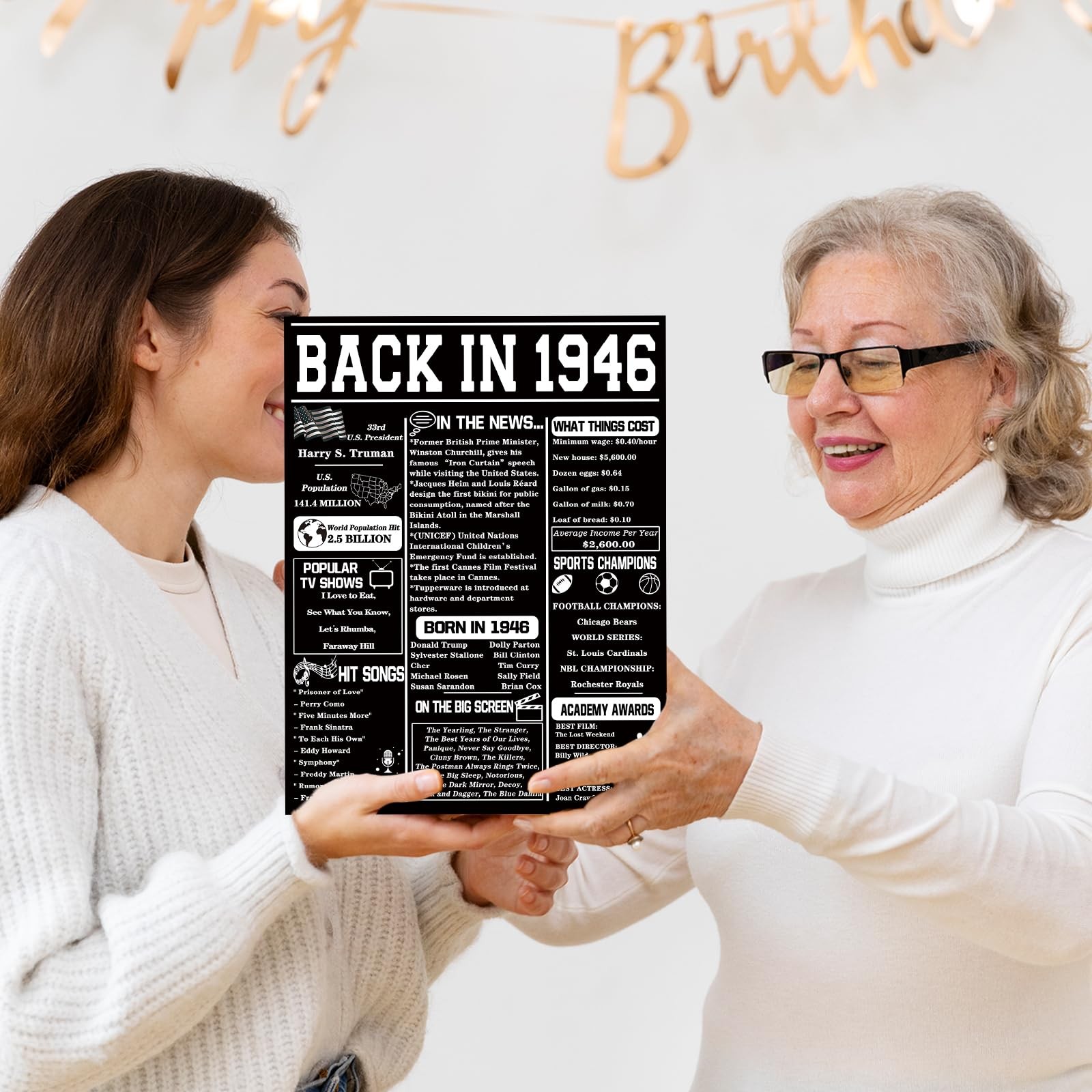 Asmallgf Happy 80th Birthday Gifts for Grandpa 10.6 x 7.9 inches, black