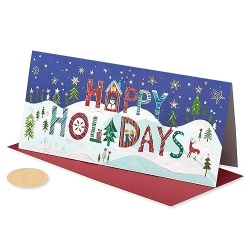 Festive Holiday Cards Boxed with Envelopes, Snowy Scene, 16-Count, Seasonal Gree