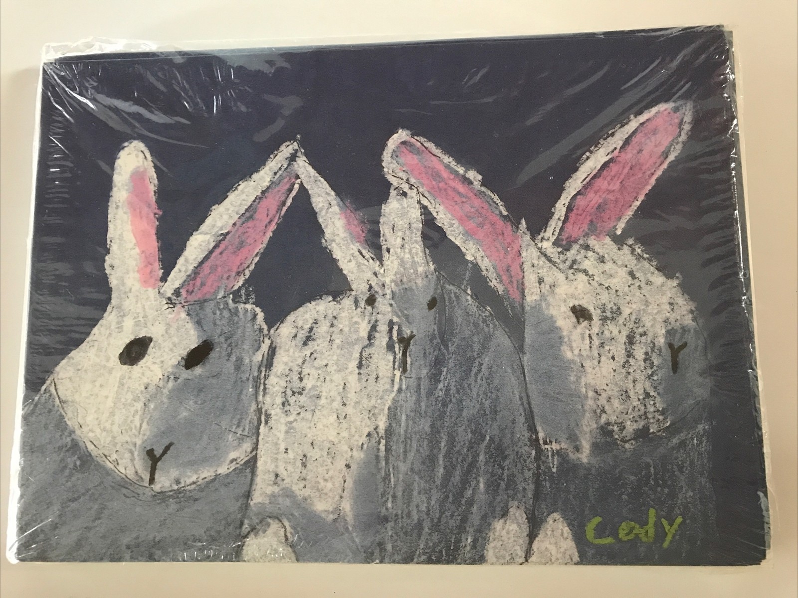 Set/10 Cards, 11 Envelopes M.D. Anderson Children’s Christmas Card Bunny Rabbits