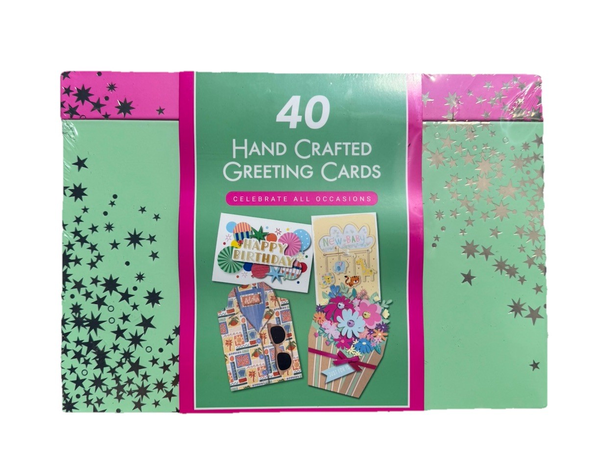 40 Hand Crafted Greeting Cards Assorted All Occasion & Birthday Box Set New