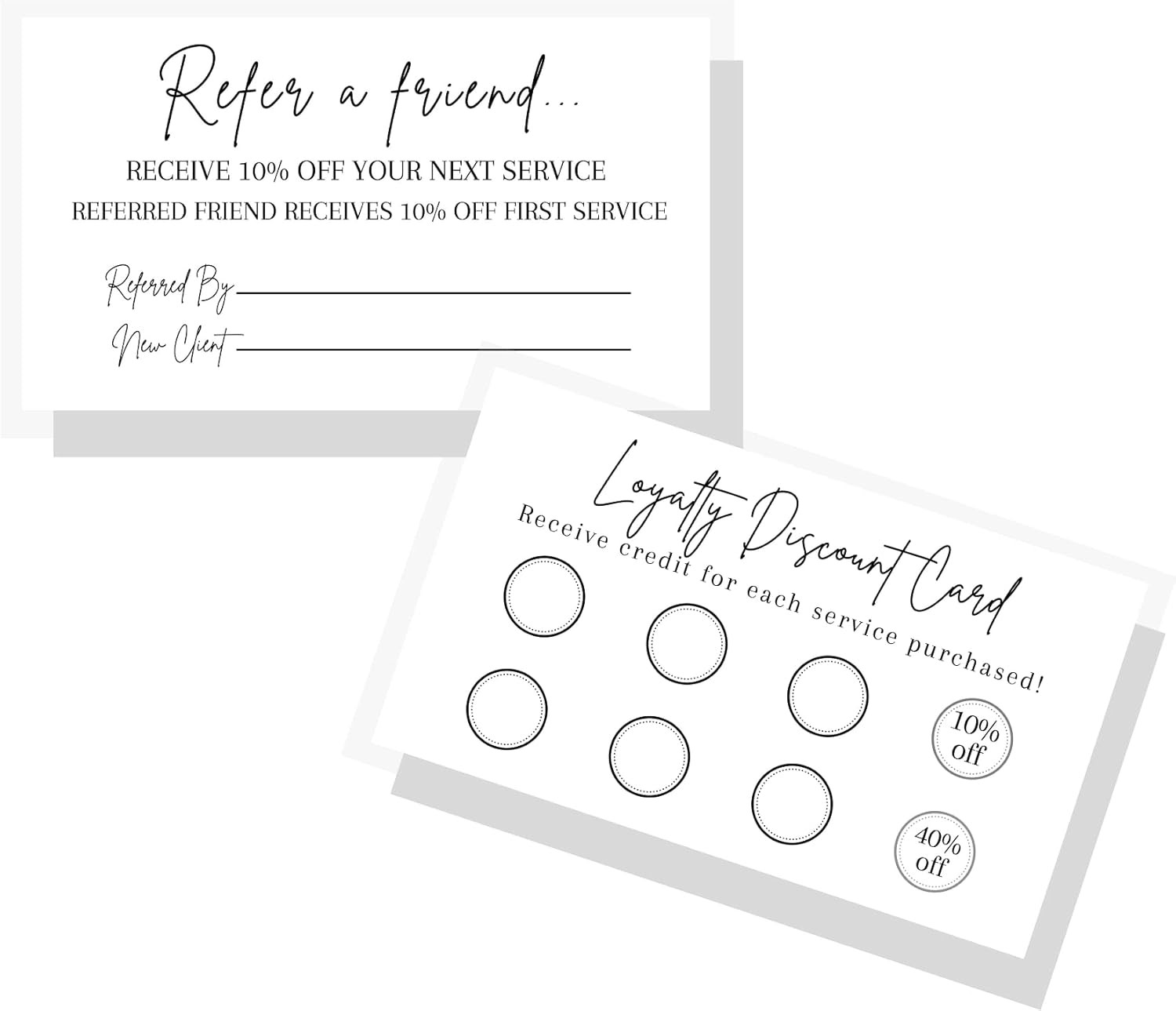 Referral & Loyalty Discount Card | 50 Pack | 3.5 x 2″ inches Business White