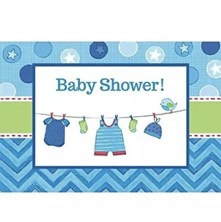Shower Love Boy Chevron Polka Dot Baby Shower 8 Party Invitations w/Envelopes
