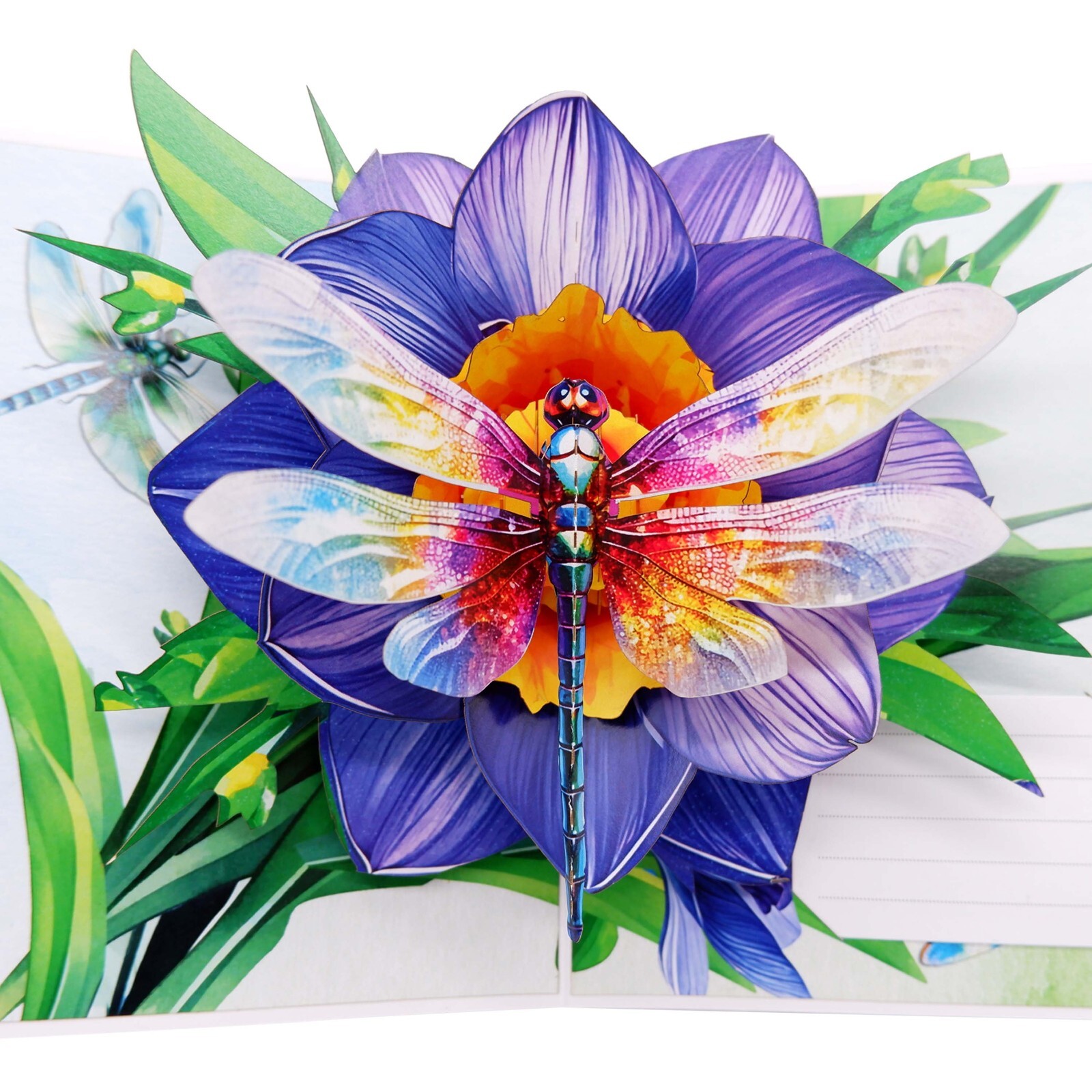 3D Pop Up Greeting Card Flower Floral Dragonfly Birthday Thank You Mother Family
