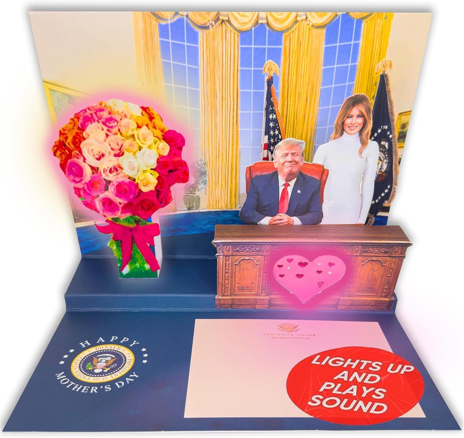 Trump Talking Pop Up Mothers Day Card with Lights & Sound – Plays Donald Trump’s