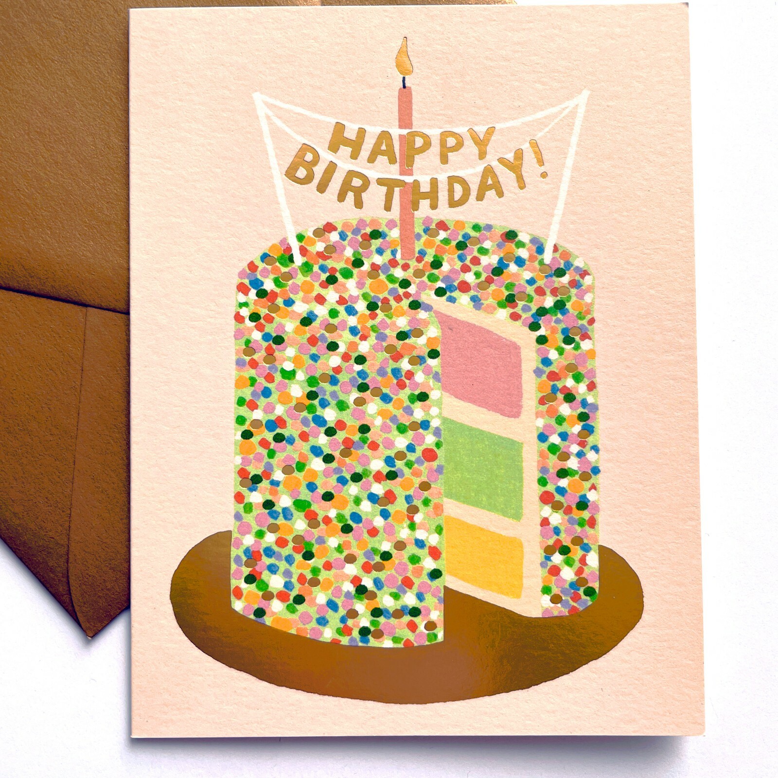 RIFLE PAPER CO. Greeting Card & Envelope – “LAYER CAKE” Birthday (Blank)
