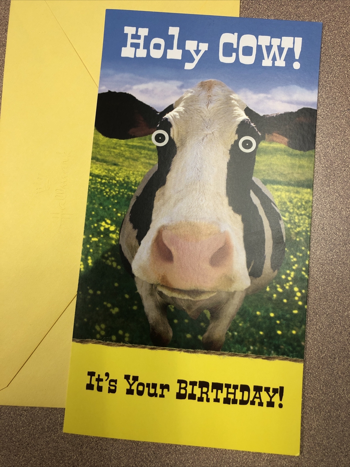 Happy Birthday Holy Cow It’s Your Birthday 4” X 8” Hallmark Greeting Card Funny