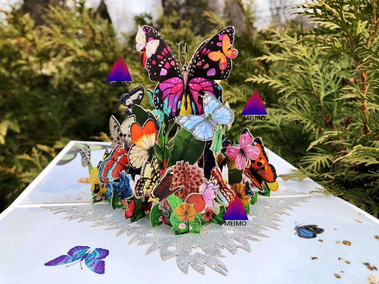 3D Pop Up Greeting Card Butterflies Flower Birthday Mother Mom Love Anniversary