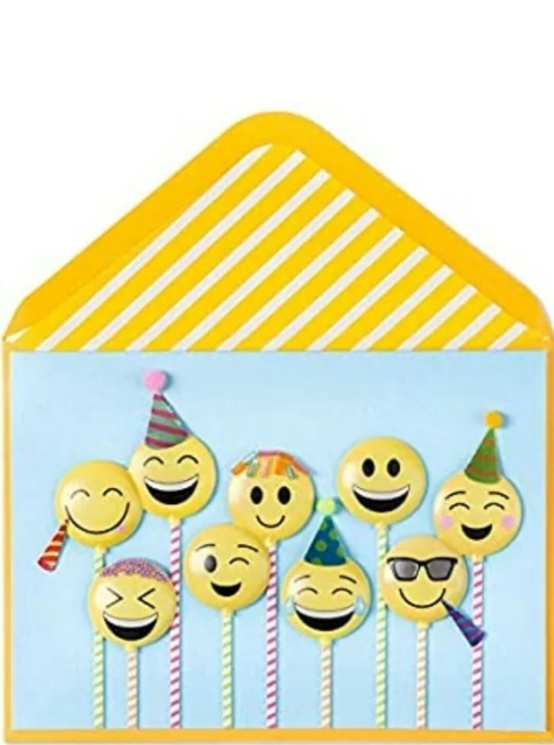 PAPYRUS HAPPY FACE FACES SMILE EMOJI BIRTHDAY CARD BALLOONS PARTY CELEBRATION