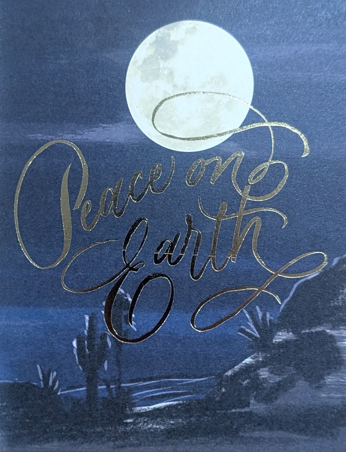 Antiquaria Peace on Earth Moon Winter Blank Card, 4.25″ x 5.5″, Box Set of 6