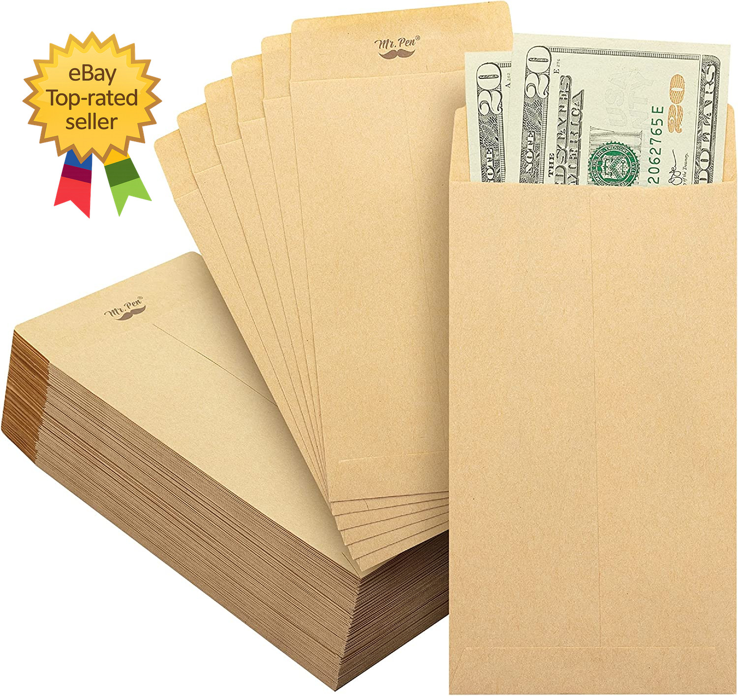 Money Envelopes 100 Pack 65×35 Inch Cash Budget Saving Challenge Small Brown