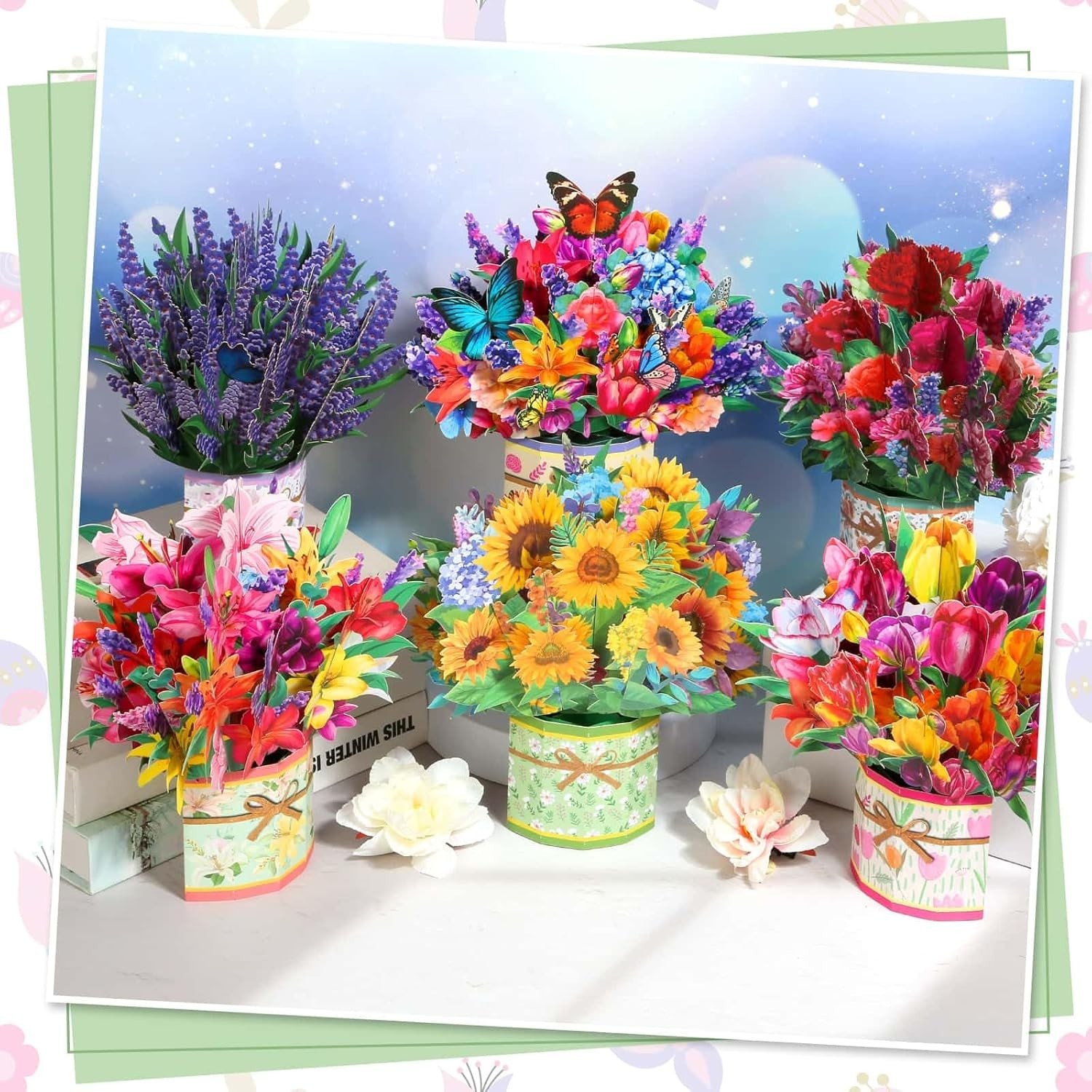 Vibrant 6 Pack Pop-Up Flower Cards: Perfect for Birthdays and Celebrations