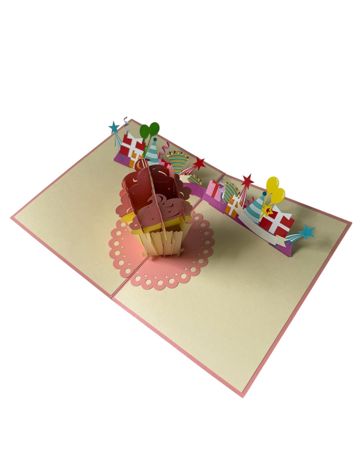 3D Pop Up Birthday Card Cupcake Strawberry Greeting Card with Note Envelope