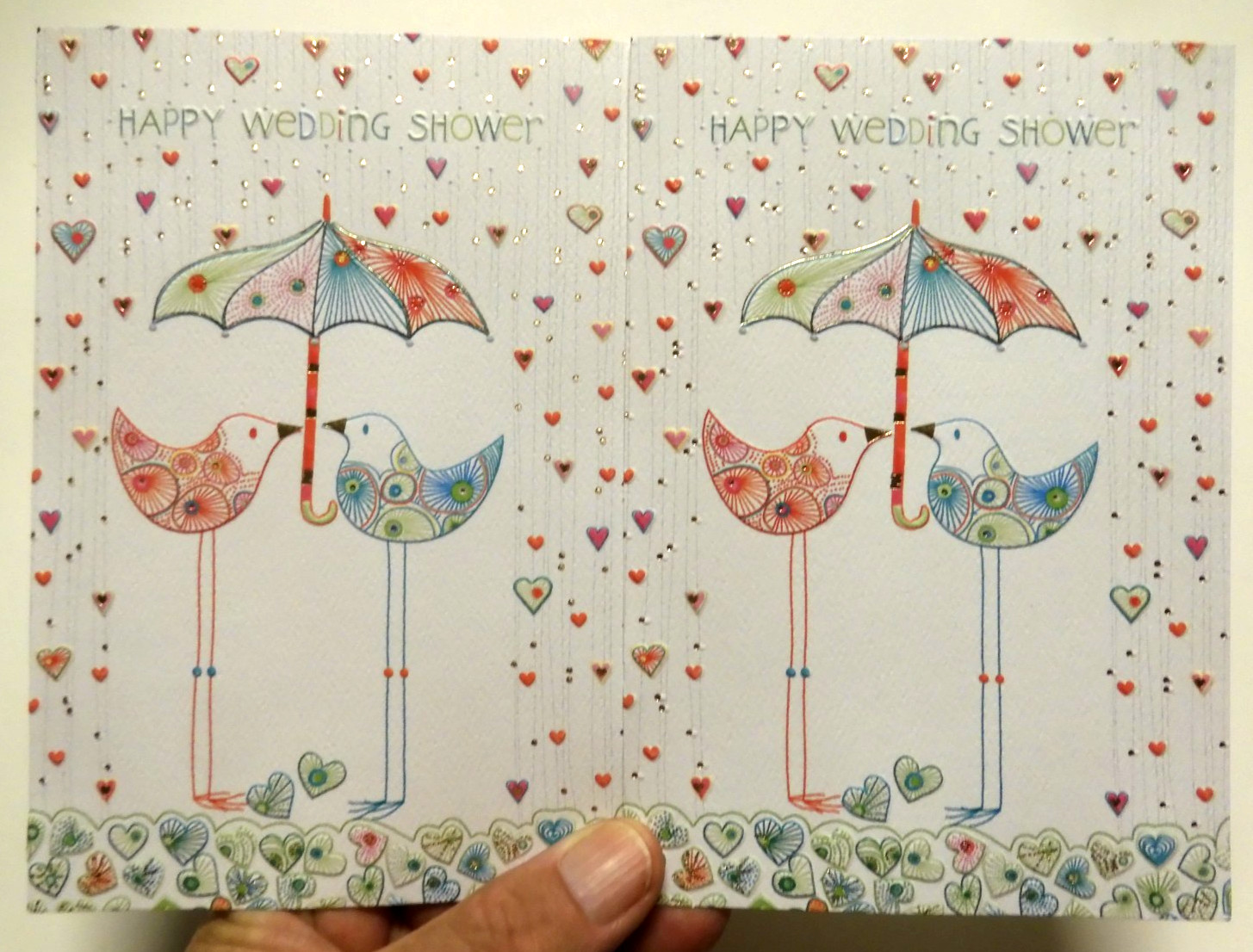 2 American Greetings Cards Turnowsky Happy Wedding Shower Birds & Umbrella