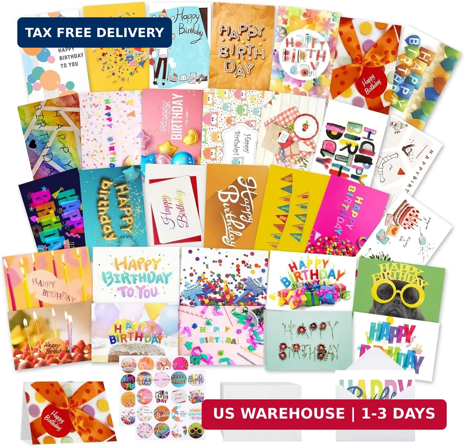 Joyberg 32 PCS Happy Birthday Cards Bulk with Envelopes, 4X6 Assorted Birthday