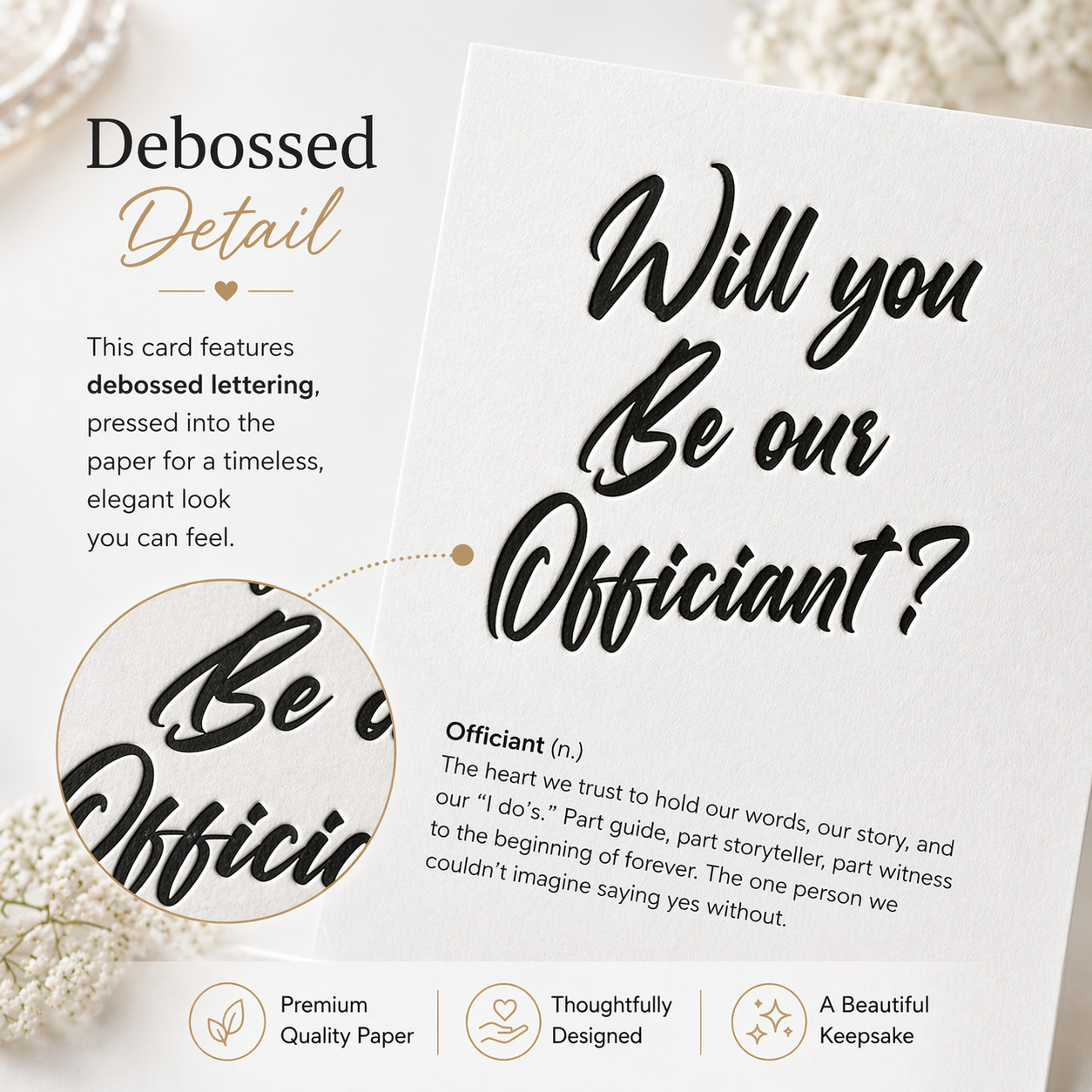 Wedding Officiant Proposal Card w/ Envelope- Will you be our Officiant?
