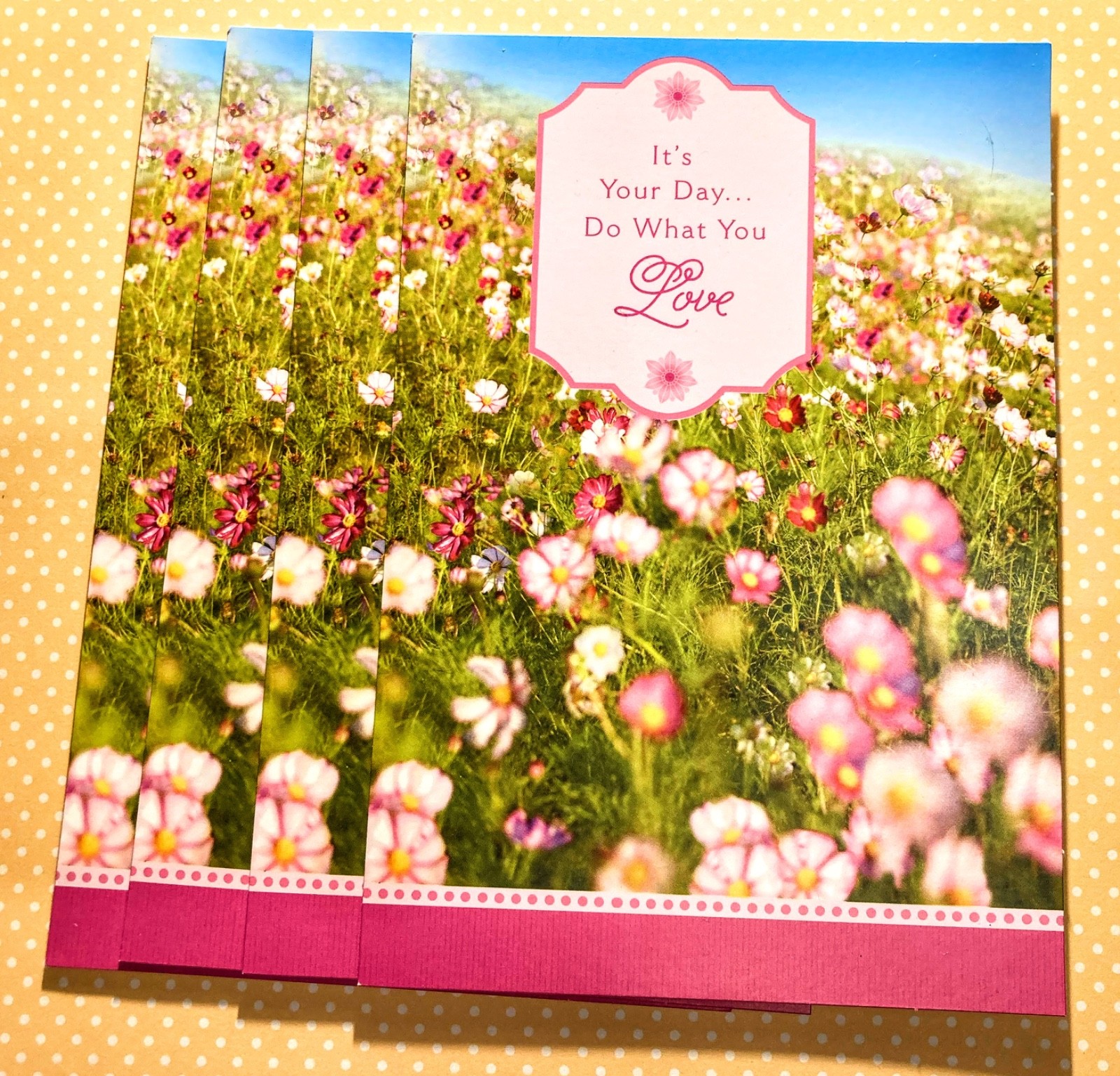 Lovely Pink Field of Flowers Mother’s Day Greeting Card Envelope Included