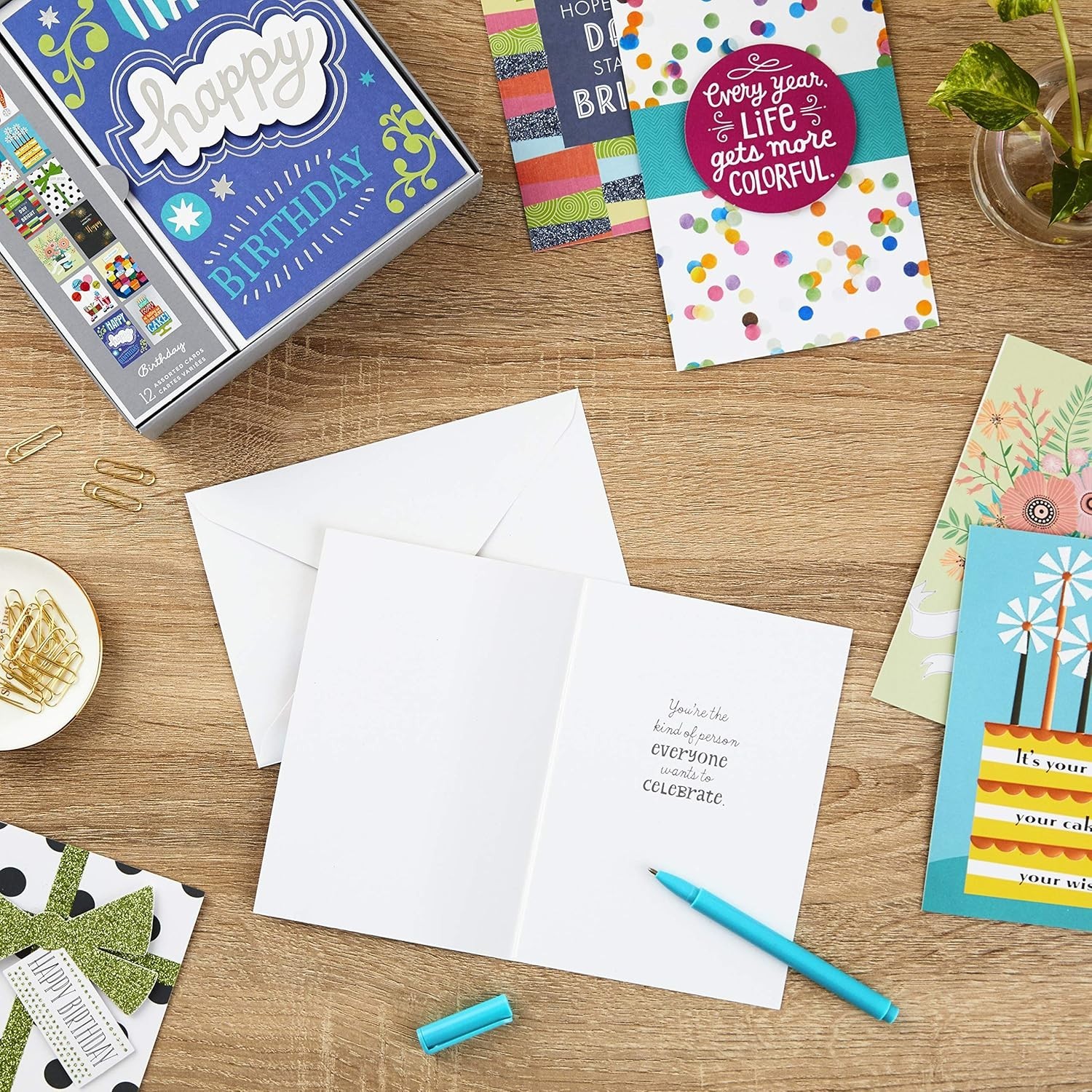 Festive Assorted Birthday Greeting Cards – 12 Hand-Embellished Designs Included