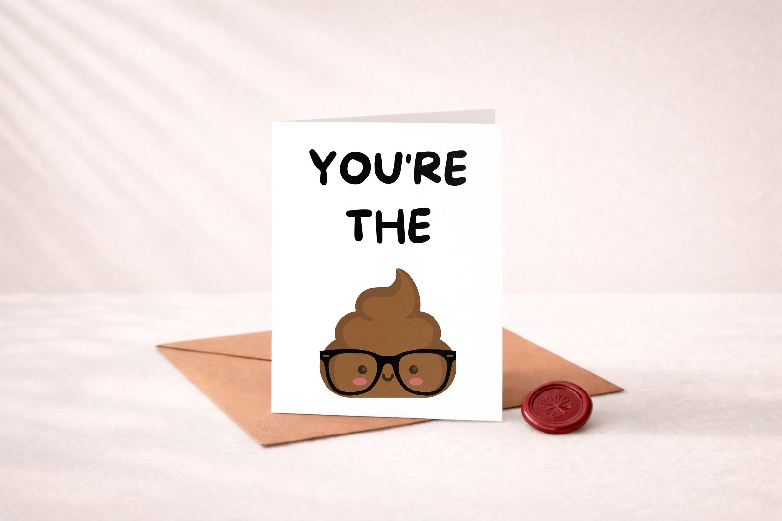 Goofy Poop Thank You Card Funny Nerdy Greeting for Friends and Family
