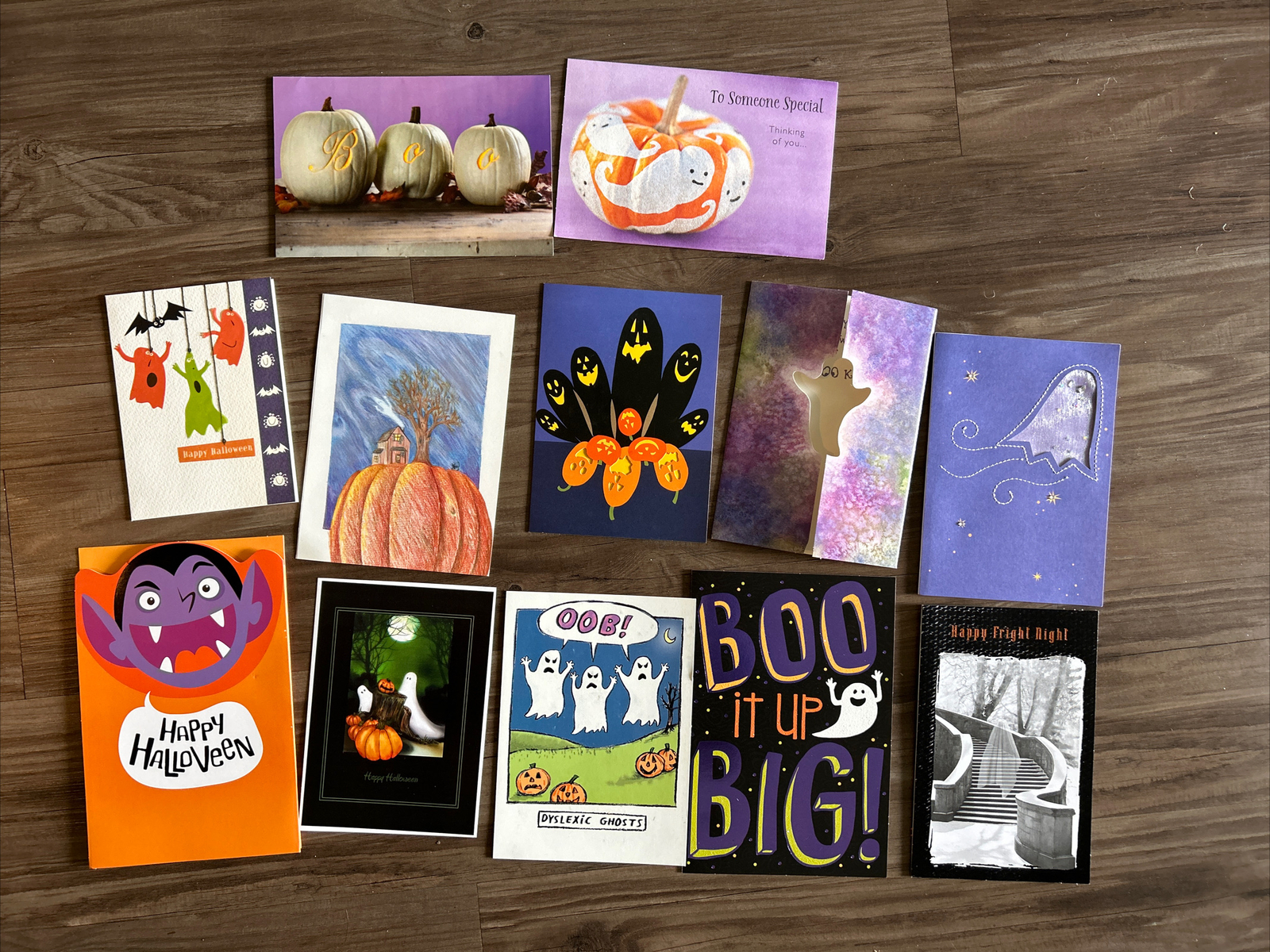 11 not written in ghost Halloween greeting cards crafts/ephemera (back is worn)