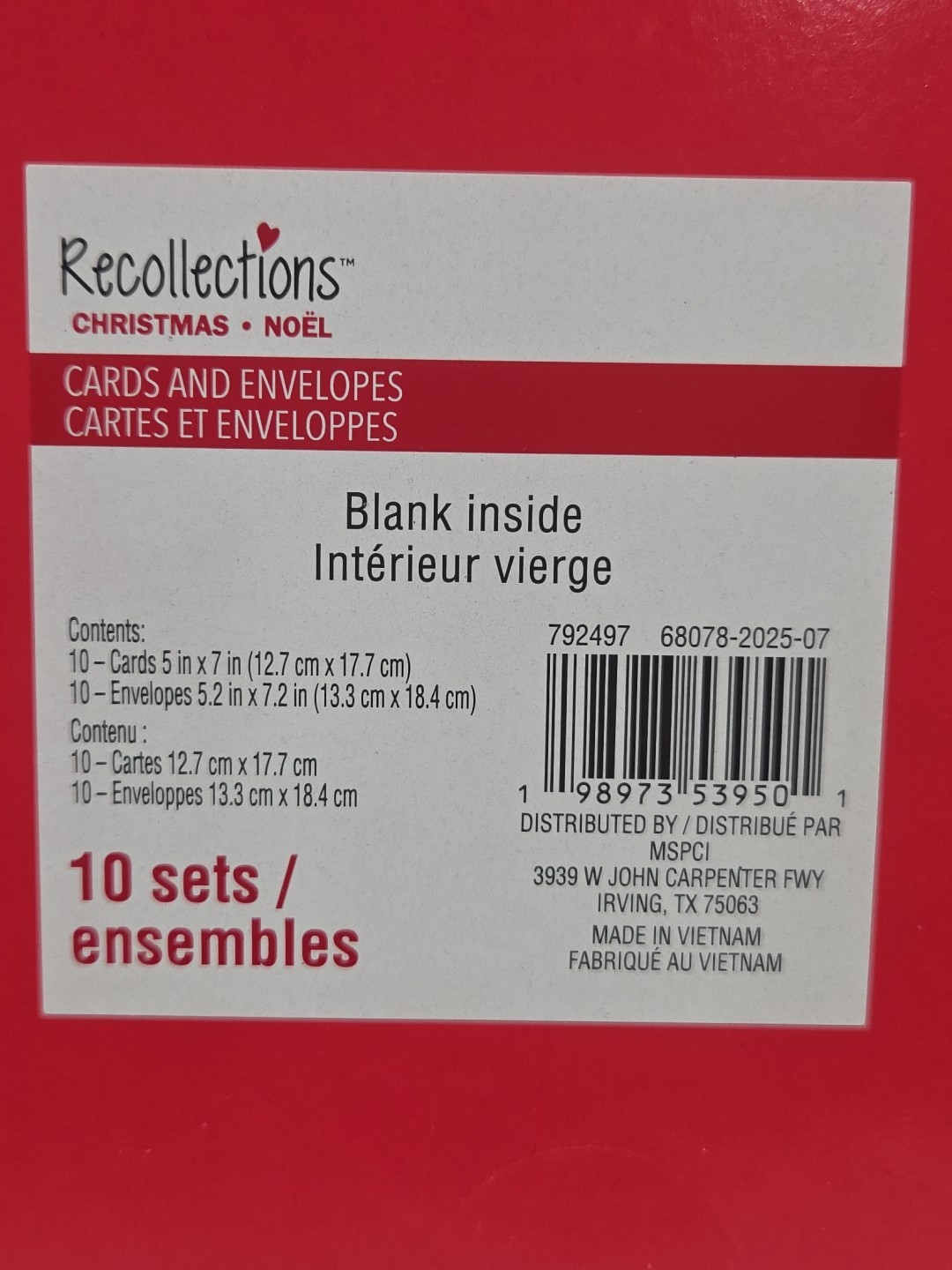Christmas Cards Joy Poinsettia Box Of 10 Blank Inside 5” X 7” Recollections NIB