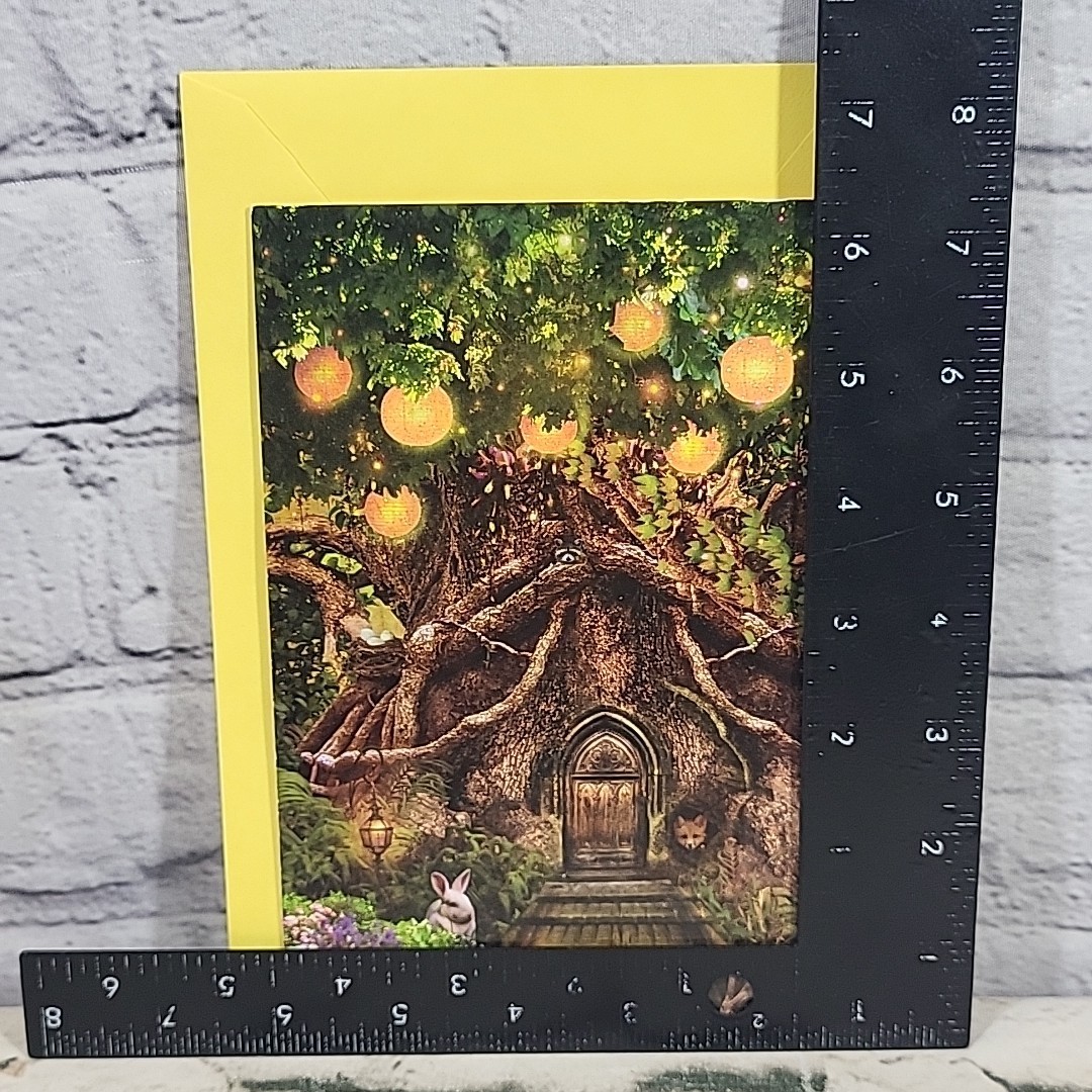 Leanin Tree Birthday Card World Of Wonder Forest Cottage Animals Glitter