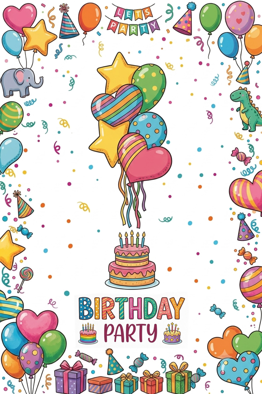 Children’s Birthday Invitation Template Colorful 4×6 Pack of 20 Cards