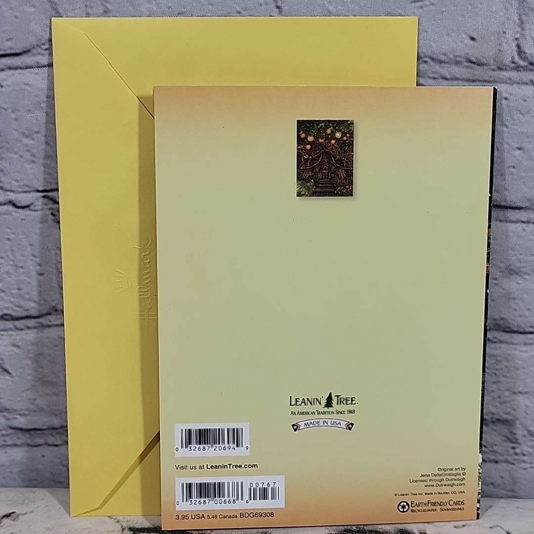 Leanin Tree Birthday Card World Of Wonder Forest Cottage Animals Glitter