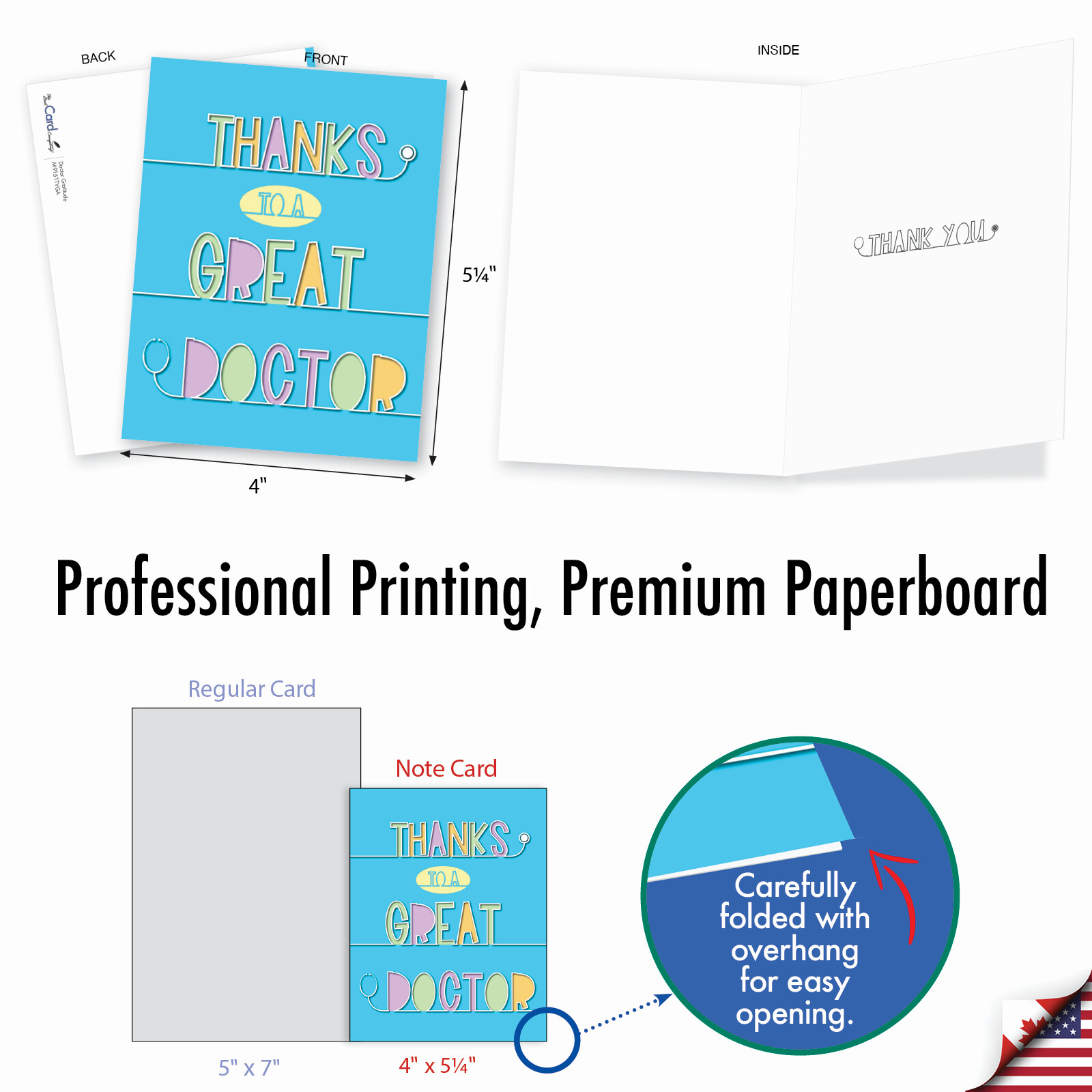 20 Asst’d Thank You Card Set 4×5.12″ w/ Envelope (10 Designs) Doctor Gratitude