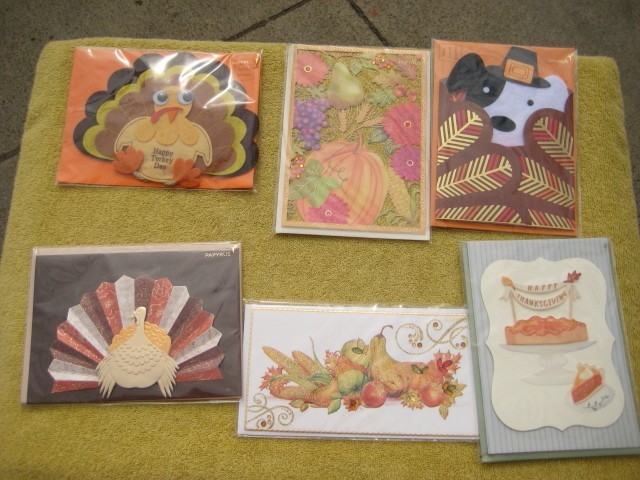 Lot of 6 PAPYRUS Thanksgiving Holiday Cards new sealed # J
