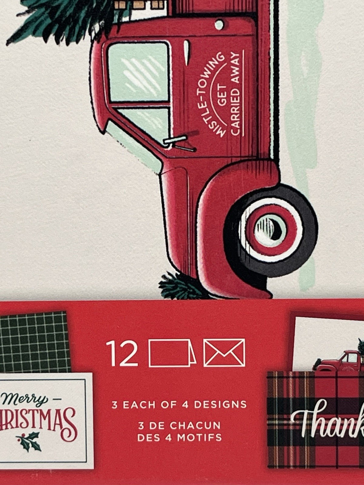 Hallmark 12 Pack Christmas Cards Blank – 4 Designs Red Truck/Thanks/Pattern NEW