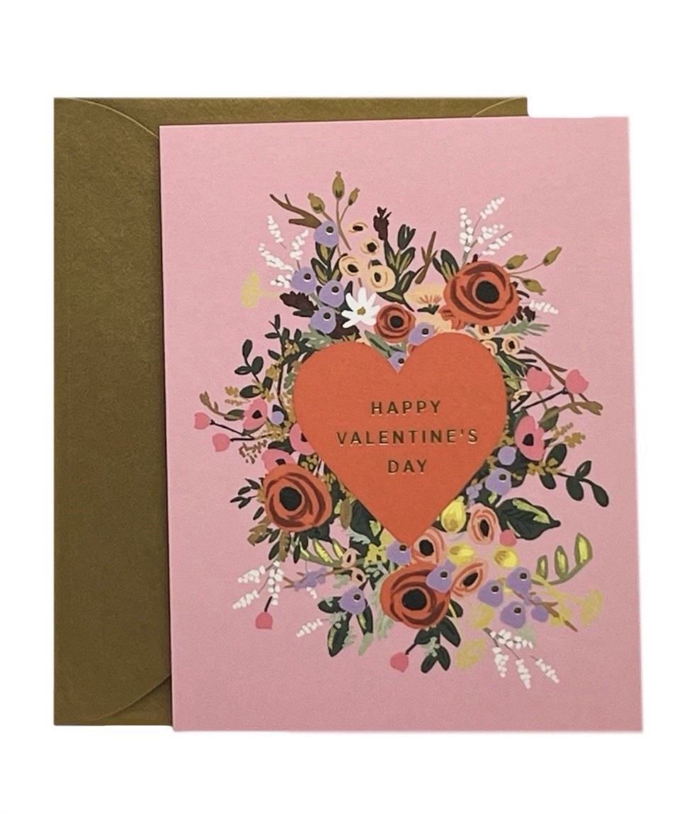 RIFLE PAPER CO Blooming Heart Valentine Card Blank Card w/ Envelope, A2 Size NEW