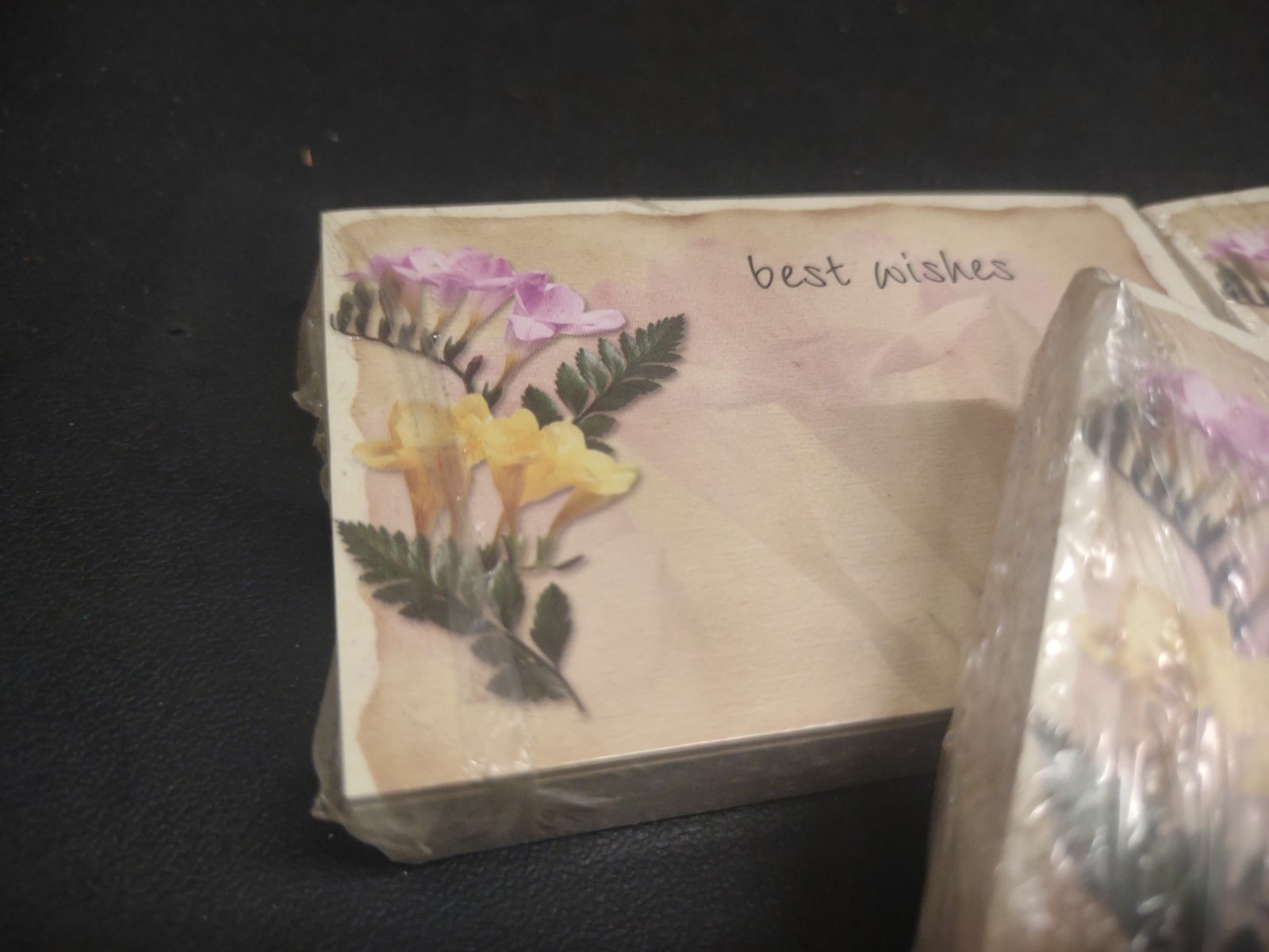 50 Vintage Floral Enclosure Cards “Best Wishes” Card w Lavender & Golden Freesia