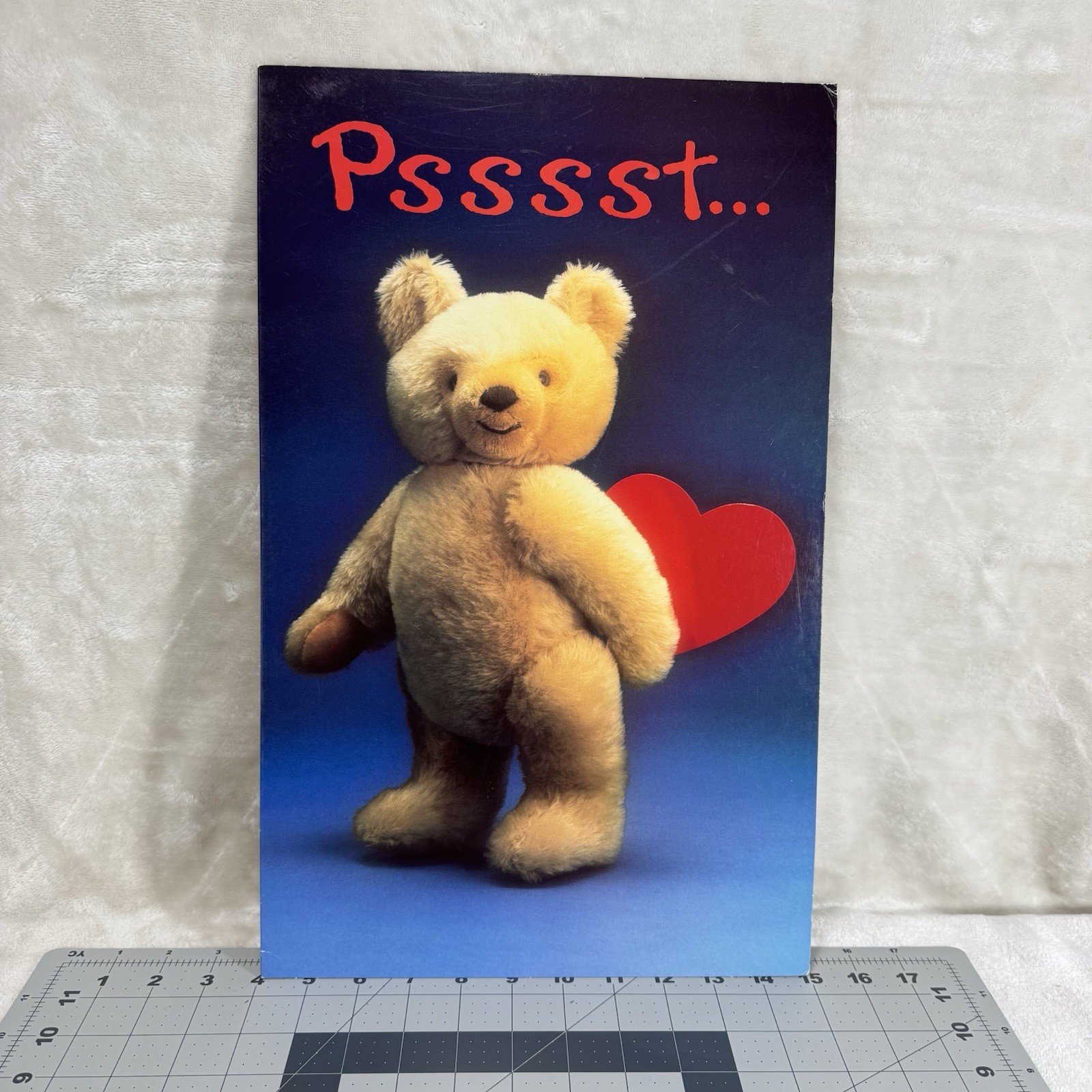 Vintage 1980S Jumbo American Greeting Card 11 x 17 Psssst Teddy Bear