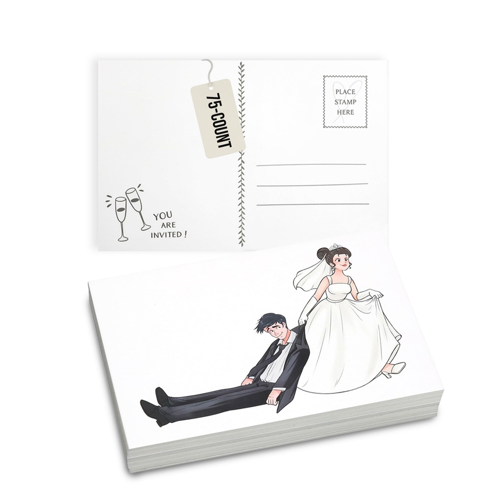 75 PCS Funny Bride Dragging Groom Save The Date Wedding Postcards 4×6 Inch