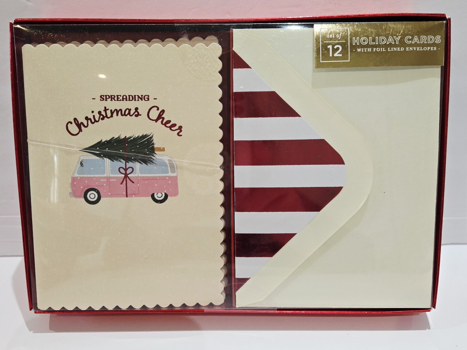 Elum Spreading Christmas Cheer Van 12 Christmas Cards and Envelopes New In Box