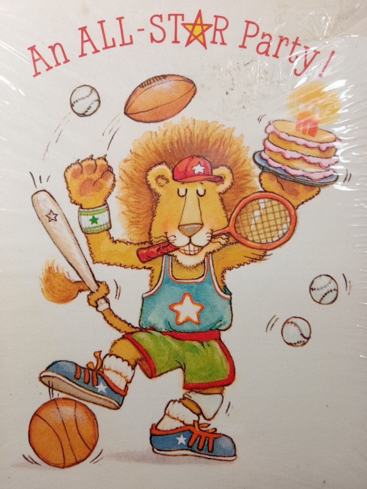 Vintage 1980s All-Star Sports 8 Party Invitations Hallmark Lion