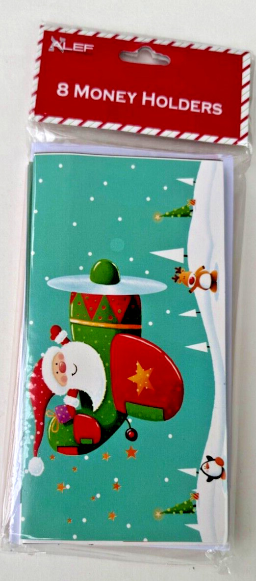 Christmas 6 Money Holders 2 Different Designs Lots of Glitter Santa see pictures