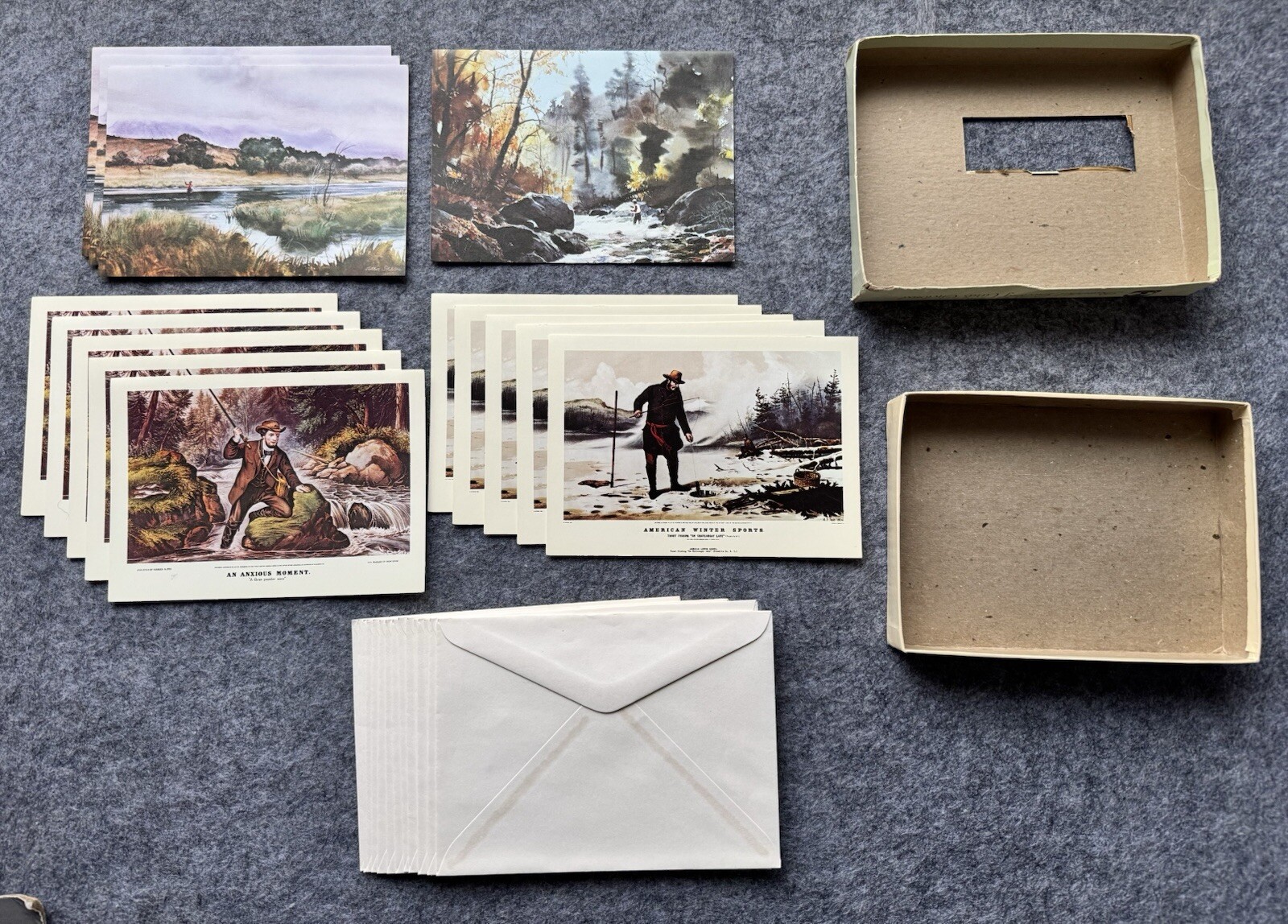 Trout Unlimited Greeting Cards Lot of 14 Currier Ives Braille Books For Blind