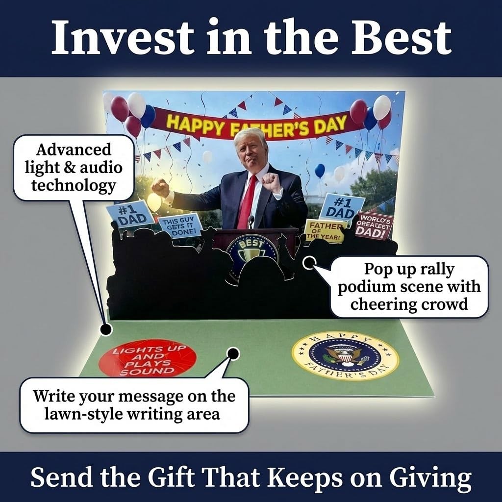 Talking Donald Trump Pop Up Fathers Day Card with Light & Sound Plays Trump’…