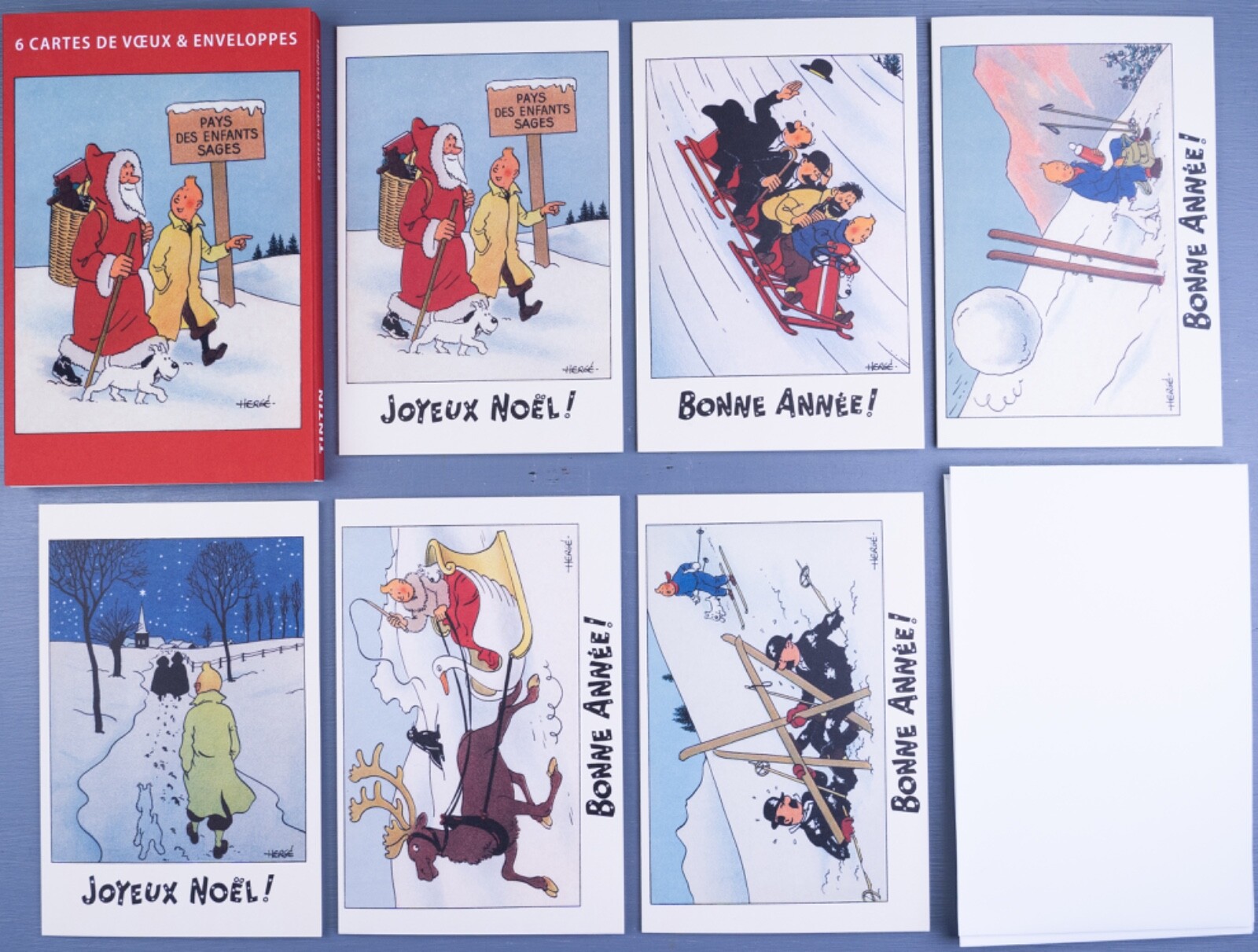 Tintin Christmas Greeting Cards: 2 Sets of 6 – BUY INDIVIDUALLY Xmas card Herge
