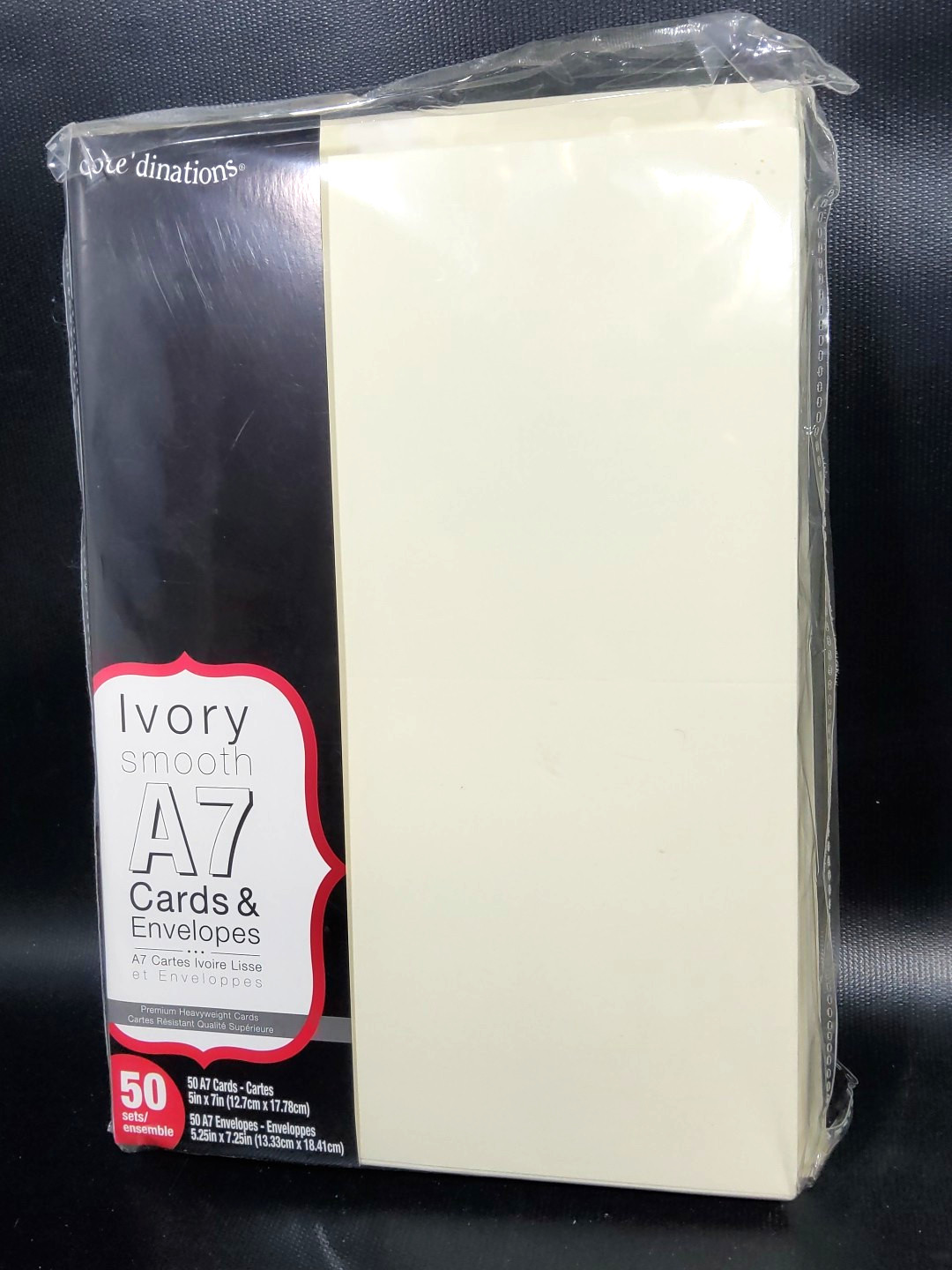 Core Dinations Ivory Smooth A7 Card & Envelopes (5 x 7) 50 Sets NOS