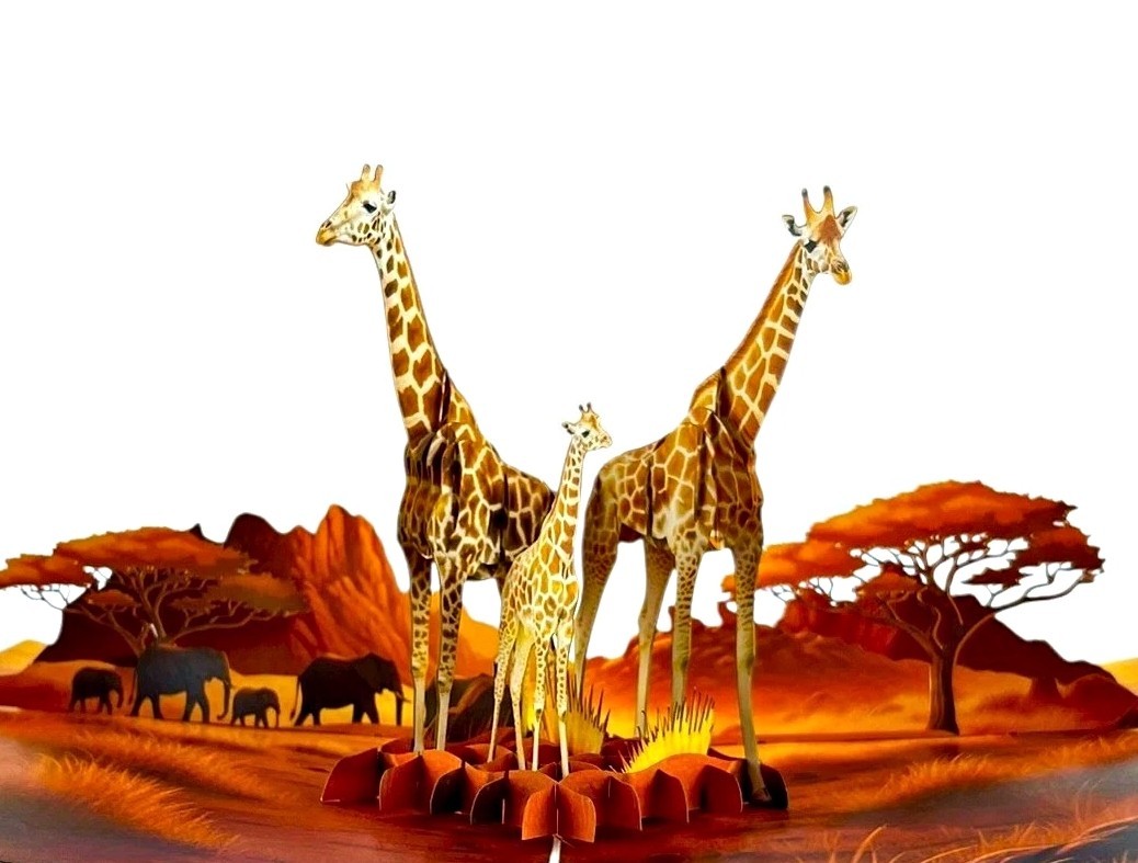 Giraffes Card Pop Up 3D Greeting Card