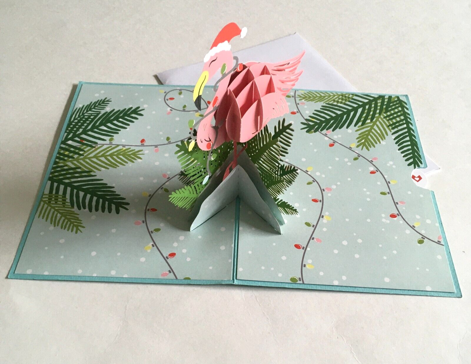 Lovepop 3-D Pop Up Card Pink Flamingo HAPPY HOLIDAYS! NEW 5″ x 7″