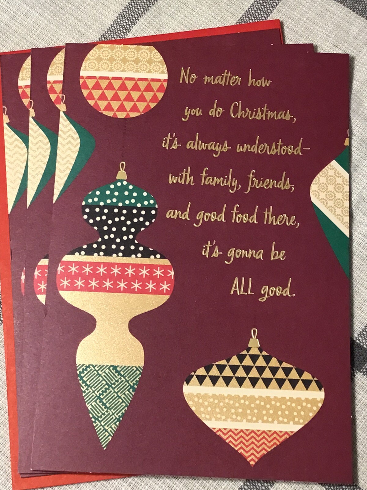 3 Hallmark Merry Christmas Cards Friends Family 8×5.25 Expressions Mahogany