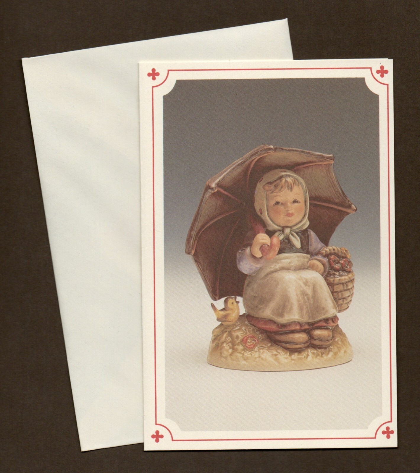 Set of 7 M.J. Hummel Notecards, Smiling Through, Girl with Umbrella 1993, H112