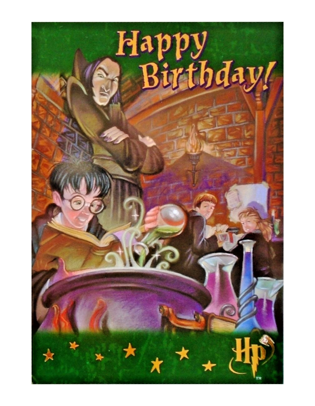 Vintage SEVERUS SNAPE Birthday Card (Harry Potter) England + USPS Stamp RARE