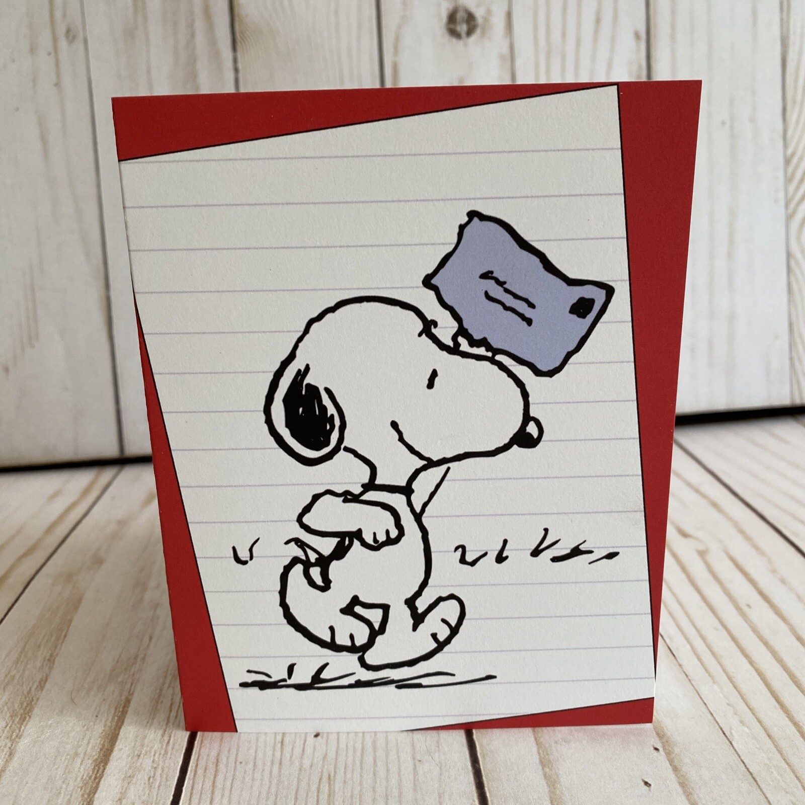 Snoopy Note Greeting Card Blank Running To Deliver Letter Peanuts Keep In Touch