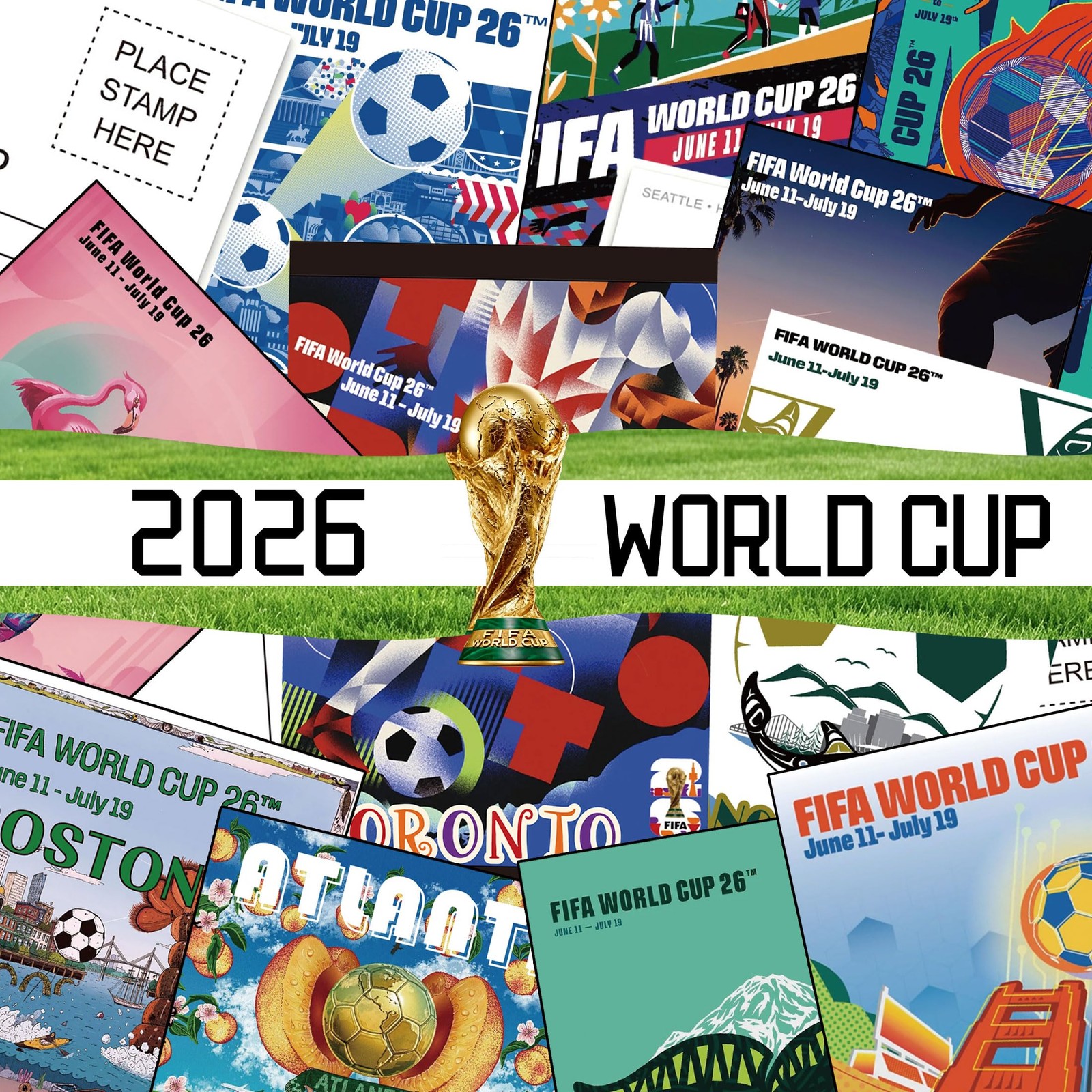 Postcards World Cup Decorations Host City Landmarks 4 x 6 in 32 Count 16 Designs