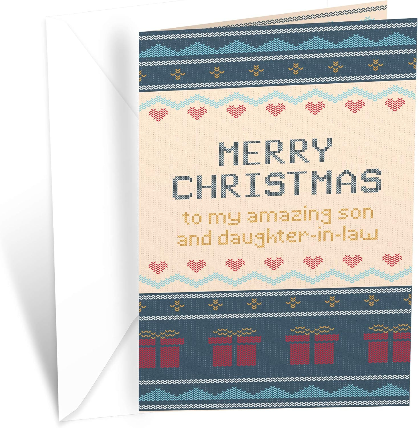 Greetings Christmas Card Son and Wife (Daughter in Law), Made in America, Eco-Fr