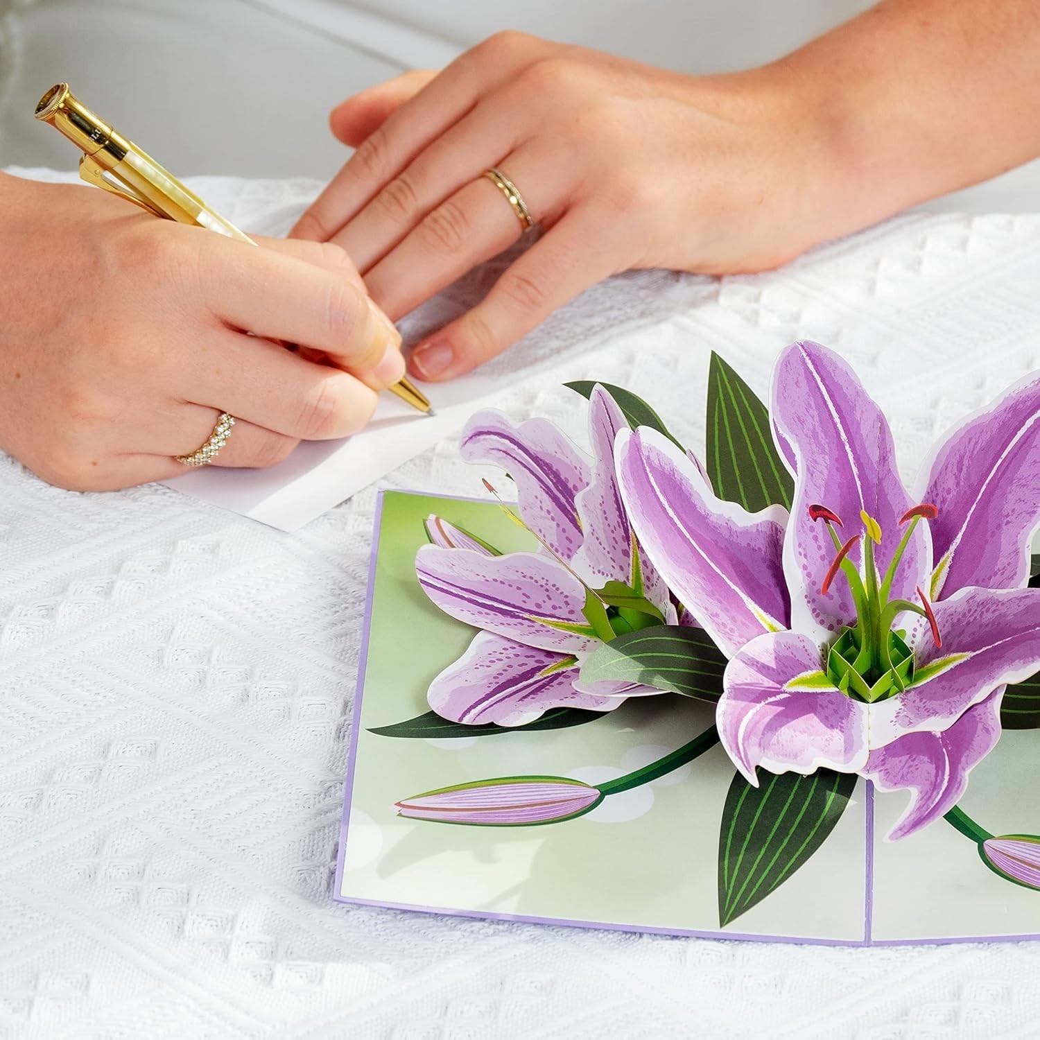 Exquisite 3D Purple Lilies Pop-Up Card for Valentine’s Day & All Occasions